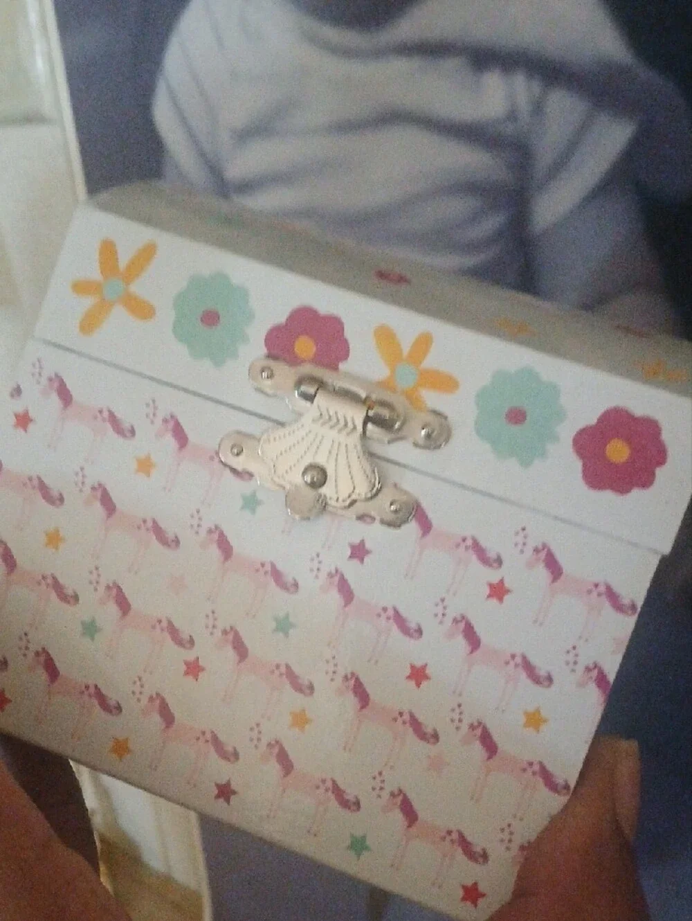 Pink Floral Pattern Jewelry Box Organizer with Secure Latch